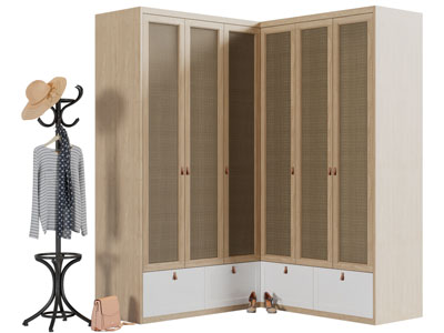 侘寂风衣柜3d模型 侘寂风衣柜