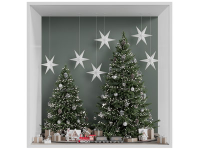 现代圣诞树礼品橱窗