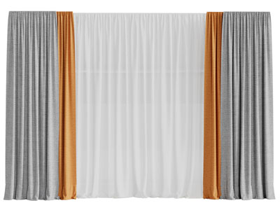 现代布艺窗帘窗纱3d模型 现代布艺窗帘窗纱