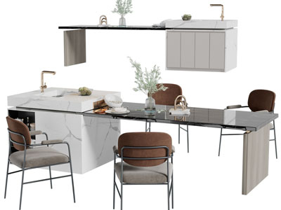 现代吧台餐桌椅组合