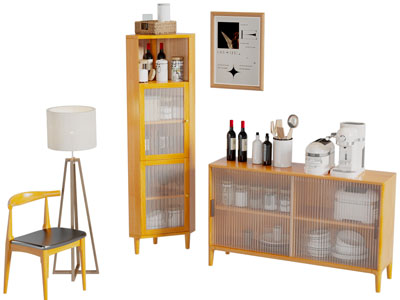 北欧餐边柜、角柜和休闲椅子