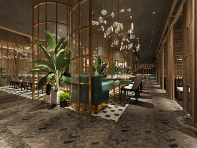 后现代饭店餐馆就餐区