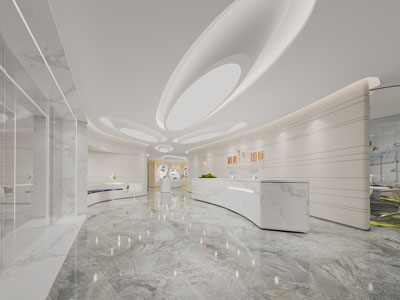 现代酒店大堂前台接待区