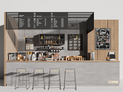 工业风loft咖啡厅吧台
