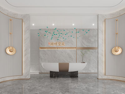 现代售楼处大堂前台接待区