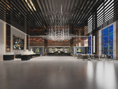 新中式售楼处大堂前台接待区