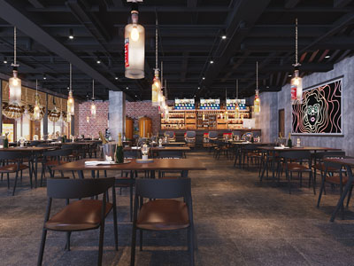 工业loft饭店餐馆就餐区