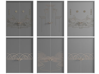 新中式双扇平开门