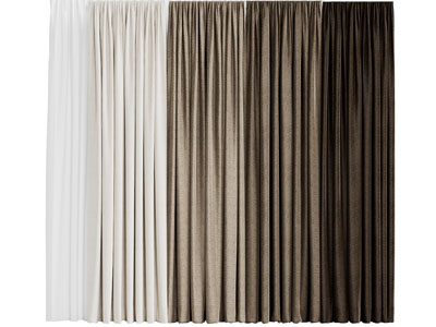 现代布艺窗帘窗纱3d模型 现代布艺窗帘窗纱