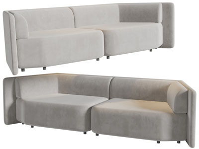 侘寂风多人沙发3d模型 侘寂风多人沙发