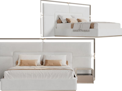 现代加宽床头双人床