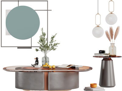 现代圆形茶几、边几3d模型 现代圆形茶几、边几