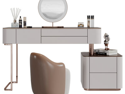 现代轻奢化妆梳妆台、坐墩