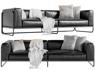 后现代真皮双人沙发3d模型 后现代真皮双人沙发