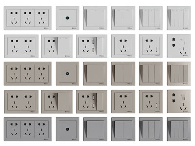 现代开关面板、插座3d模型 现代开关面板、插座