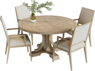 美式圆形餐桌椅组合