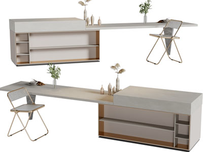 现代带收纳的餐桌椅组合3d模型 现代带收纳的餐桌椅组合