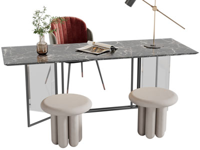 现代轻奢书桌椅组合