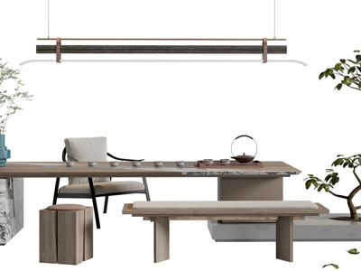 新中式实木茶桌椅组合