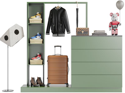 现代果绿色玄关鞋柜