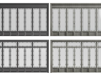 新中式实木边框的推拉门