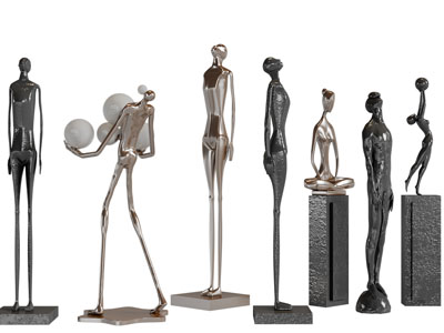 现代金属雕塑小人摆件组合