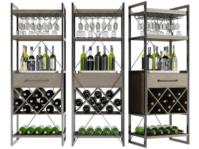 工业风红酒展柜、酒柜