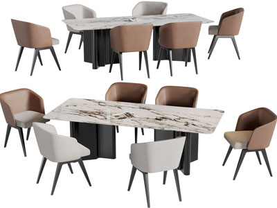 现代长方形餐桌椅组合