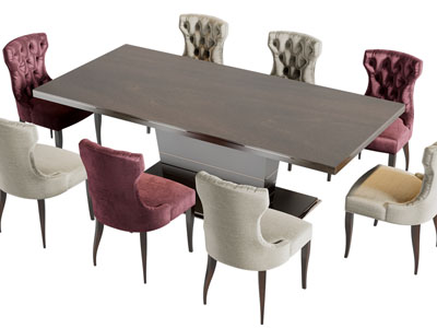 现代长方形餐桌椅组合