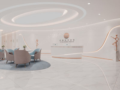 现代轻奢美容院大堂前台接待区