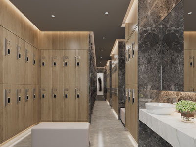 现代桑拿汗蒸洗浴中心更衣室