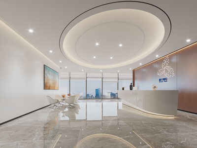 现代银行大堂前台接待区