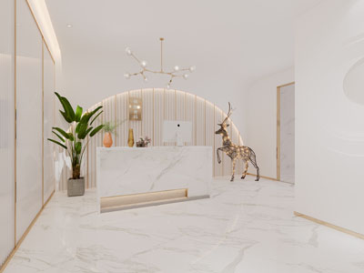 现代轻奢美容院大堂前台接待区