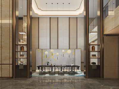新中式大堂前台接待区