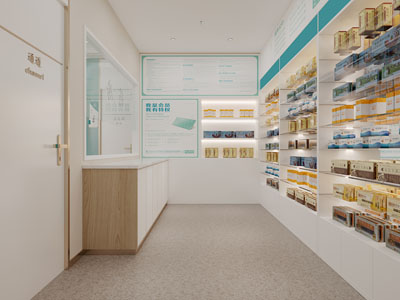 现代药房取药走廊过道