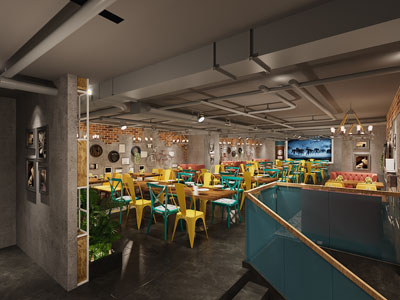 工业loft饭店餐馆就餐区