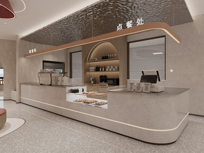 现代甜点饮料点餐处吧台、收银台