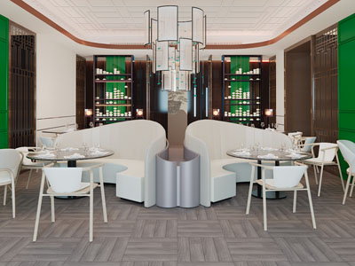 新中式饭店餐馆就餐区
