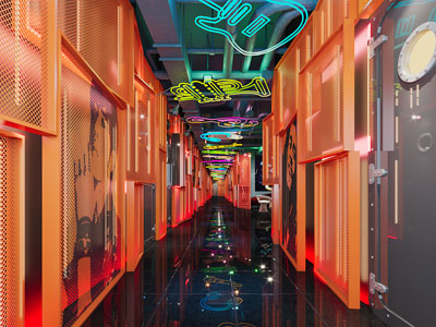 后现代酒吧KTV走廊过道