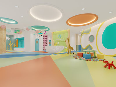 现代幼儿园大堂前台接待区