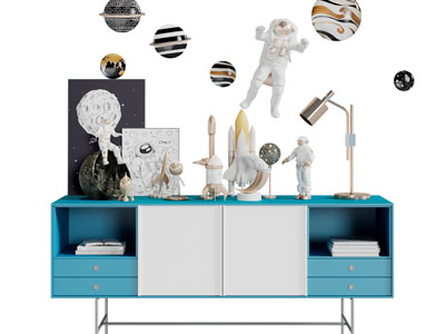 现代电视柜、装饰品摆件