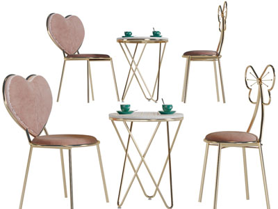 现代轻奢休闲椅子、边几