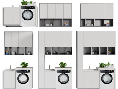 现代洗衣机收纳装饰柜