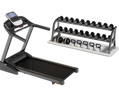 现代跑步机、杠铃健身器材3d模型 现代跑步机、杠铃健身器材