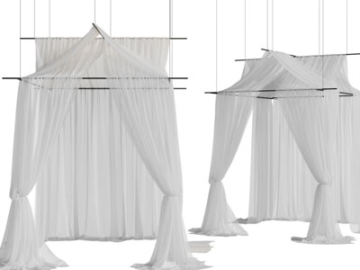 现代白色床围蚊帐3d模型 现代白色床围蚊帐