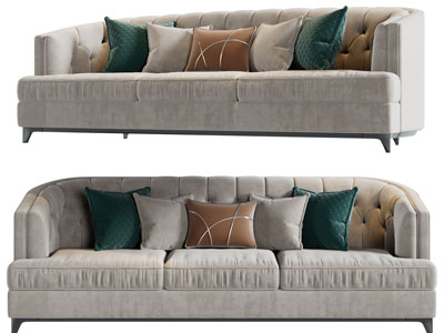 简欧软包靠背多人沙发3d模型 简欧软包靠背多人沙发