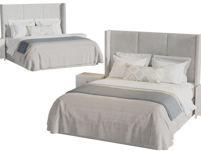 现代布艺双人床