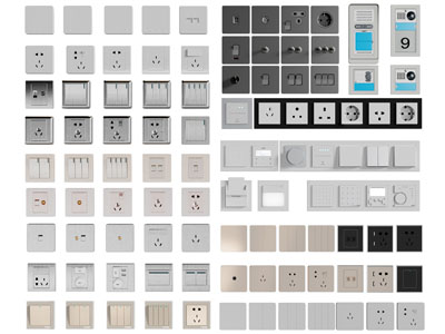 现代开关面板、插座3d模型 现代开关面板、插座