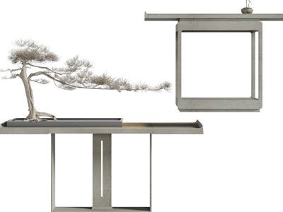 新中式端景台3d模型 新中式端景台