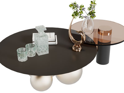 现代圆形茶几3d模型 现代圆形茶几